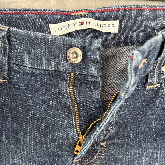 Tommy Hilfiger Womens Vintage Low Rise Capris Jeans‎ Size 6 Blue Y2K Distressed - Picture 2 of 9